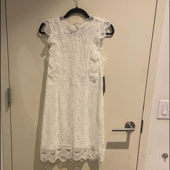 NWT Lulu's High-Neck White Lace Tank Mini Dress - Picture 5 of 11